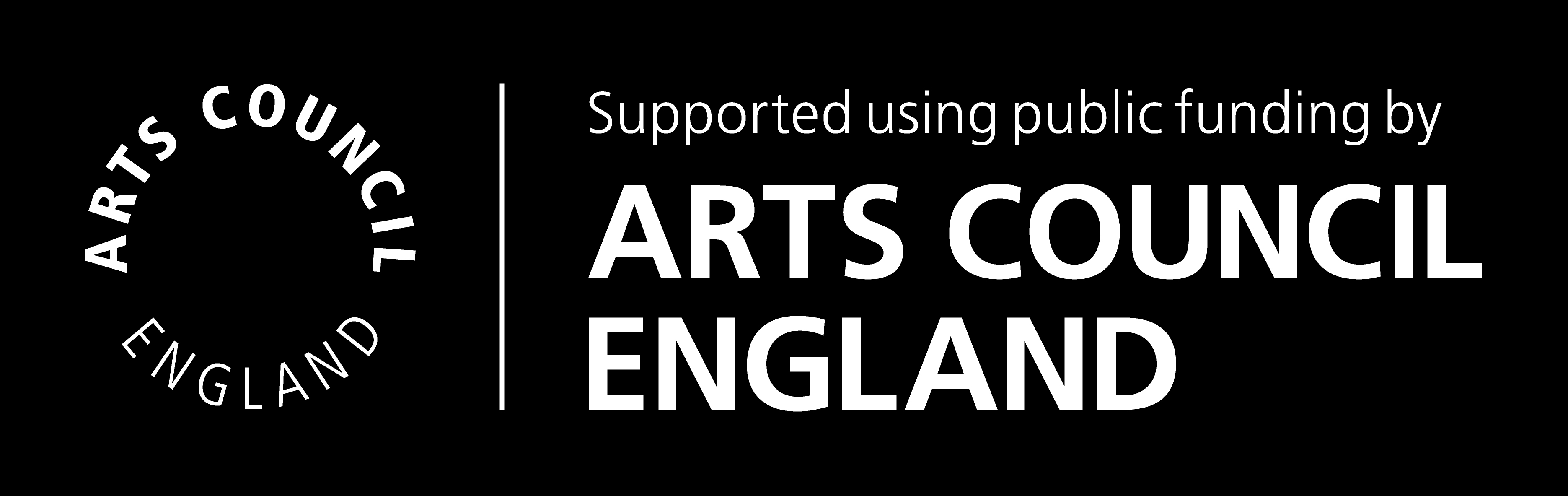 Arts Council logo that states "Supported using public funding by Arts Council England"