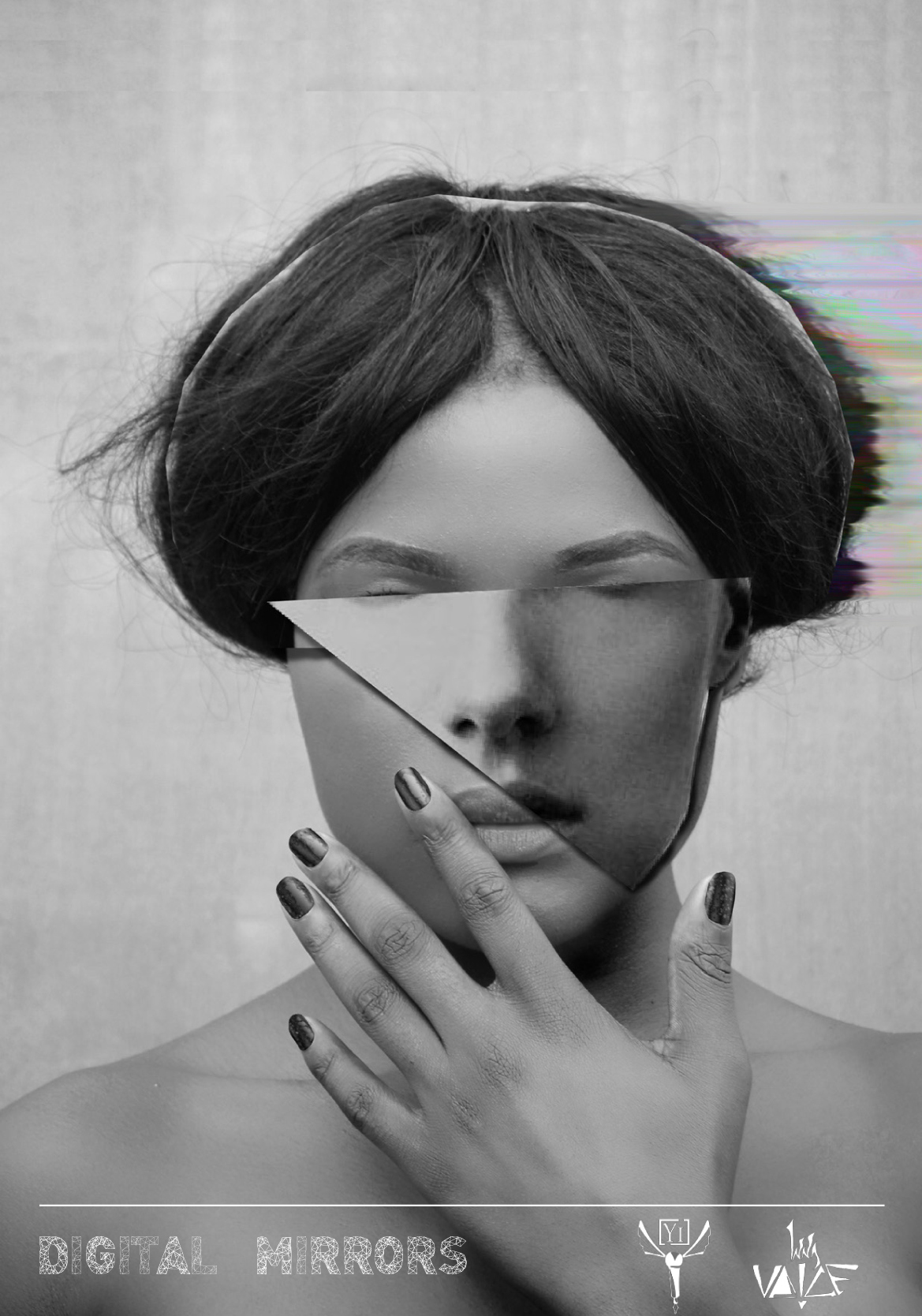 A image of a woman's face and hand that been chopped up and layered to look abstract. The Young Identity and Inna Voice logos are at the bottom. Image Credit: Gary Sikhosana
