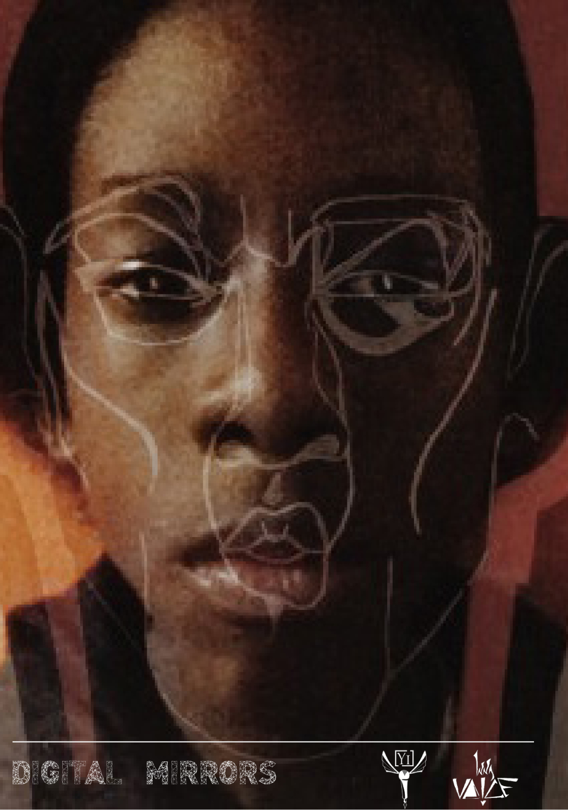 Image of poet Isaiah Hull. His face has Afro-centric layers over it.